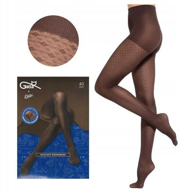 Gatta&Wedel 03 Strumpfhose 40DEN mit Muster Schocolade Damen