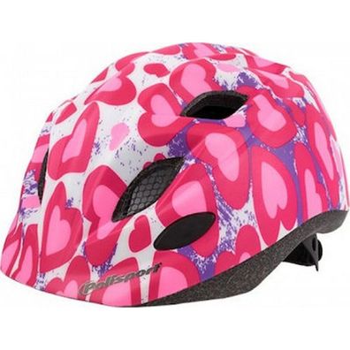 Fahrradhelm Polisport Glitter Hearts S 52-56 cm - Rosa/Weiß