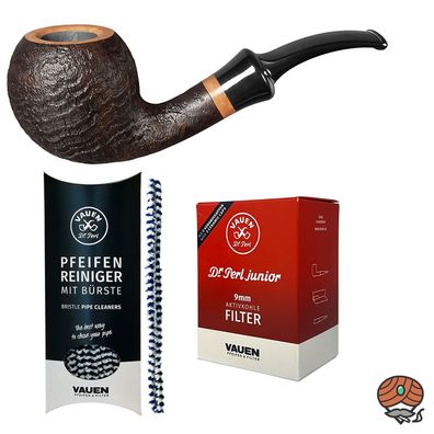 VAUEN Pfeife Mokka 5277, dunkelbraun, sandgestrahlt, 9mm, Angebot mit Zubehör