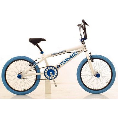 BMX-Rad Royal-Bugatti Tornado Freestyle 20 Zoll - Weiß mit blauen Reifen