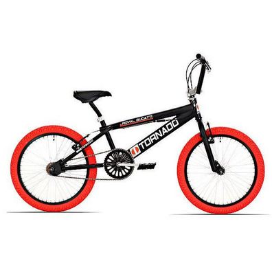 BMX-Rad Royal-Bugatti Tornado Freestyle 20 Zoll - Matt Schwarz mit Roten Reifen