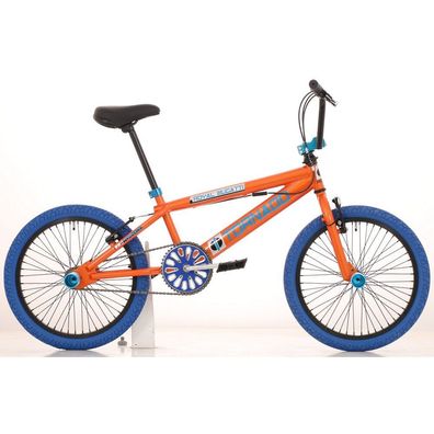 BMX-Rad Royal-Bugatti Tornado Freestyle 20 Zoll - Orange mit blauen Reifen