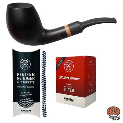 VAUEN Pfeife Olaf 1871, schwarz, glatt, matt, 9mm Filter - Angebot mit Zubehör