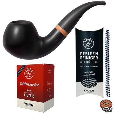 VAUEN Pfeife Olaf 1815, schwarz, glatt, matt, 9mm Filter - Angebot mit Zubehör