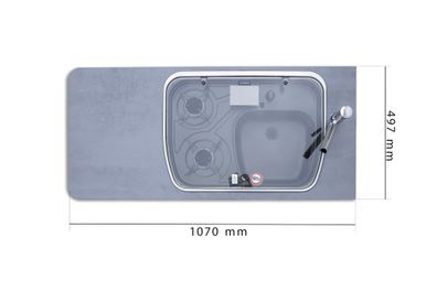 Küchen Leichtbau Arbeitsplatte (1070mm) mit Gaskocher Kombi für Wohnmobile