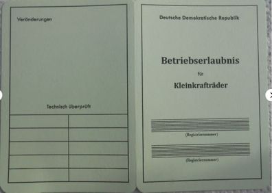 Betriebserlaubnis für Kleinkrafträder mit Stempel , Simson, S51N