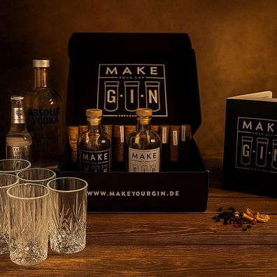 Longdrinkglas in Kristall Optik 6er Set Gläser + Make Your Gin Geschenkset