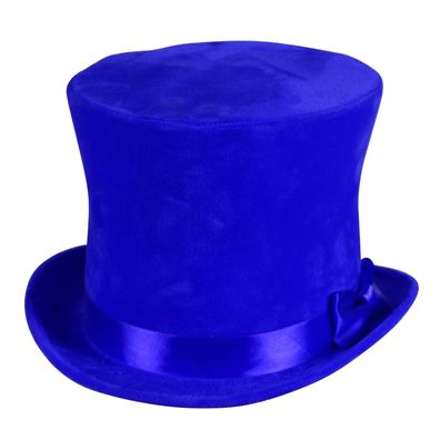 blauer Zylinder Hut Flair samtiger Zylinderhut Chapeau Karneval Fasching