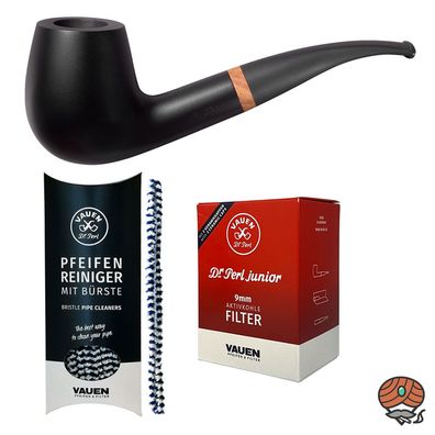 VAUEN Pfeife Olaf 1872, schwarz, glatt, matt, 9mm Filter - Angebot mit Zubehör