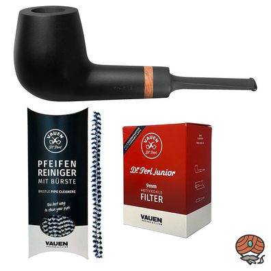 VAUEN Pfeife Olaf 1811, schwarz, glatt, matt, 9mm Filter - Angebot mit Zubehör