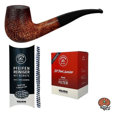 VAUEN Pfeife Vintage 4072, braun, sandgestrahlt, 9mm Filter, Angebot mit Zubehör