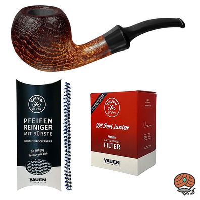 VAUEN Pfeife Vintage 4077, braun, sandgestrahlt, 9mm Filter, Angebot mit Zubehör