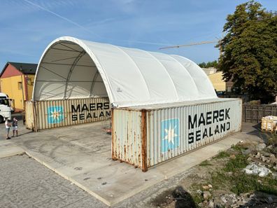 Verstärktes Containerdach 12x24m PVC 900g/m2