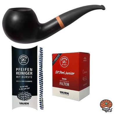 VAUEN Pfeife Olaf 1837, schwarz, glatt, matt, 9mm Filter - Angebot mit Zubehör