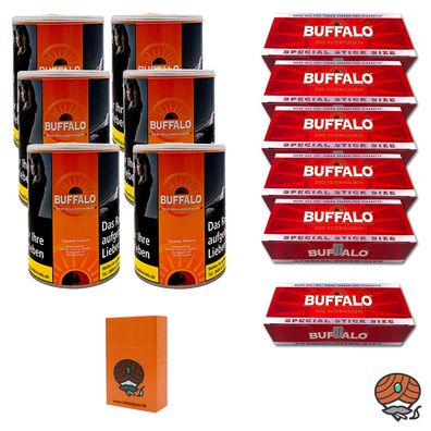 Buffalo Red/Rot Volumentabak Dose 6x 75g + Buffalo Red Extra Hülsen + Zubehör