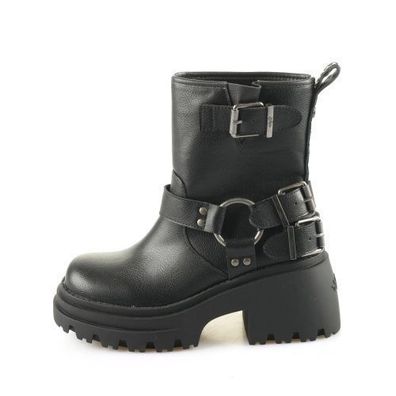 Buffalo Braver Biker Lo - Schwarz Kunstleder