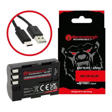 Berenstargh Akku mit USB-C Input für Nikon D700 D300 D200