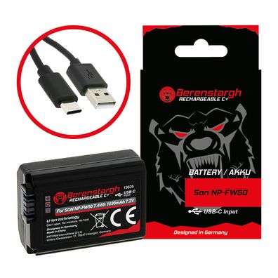 Berenstargh Akku mit USB-C Input für Sony NP-FW50 NEX.3