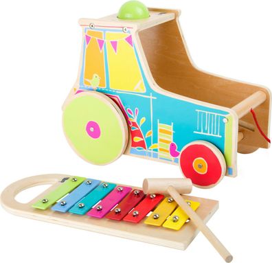 small foot Holz Motorikspielzeug Ziehauto Traktor inkl. Xylophon
