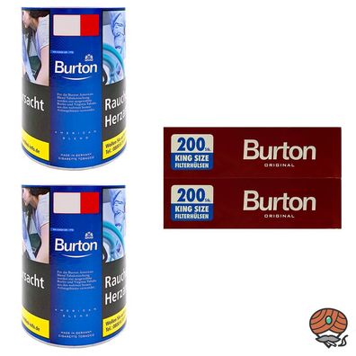 Burton Blue/Blau Feinschnitt Tabak Dose 2x 120g, 400 Hülsen