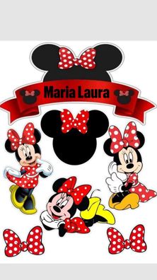 Minnie Mouse Essbar Mickey Mouse Tortenaufleger Torte Geburstag Zuckermasse + NAME 01