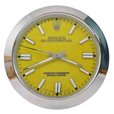 Wanduhr Rolex Yellow Dial Gelb Oyster Perpetual Stahl 34cm Moderne Luxusuhr