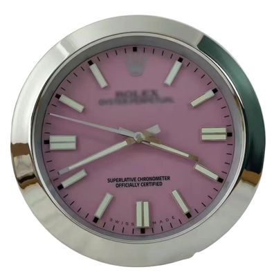 Wanduhr Rolex Oyster Perpetual Rosa Stahl 34cm Moderne Luxusuhr