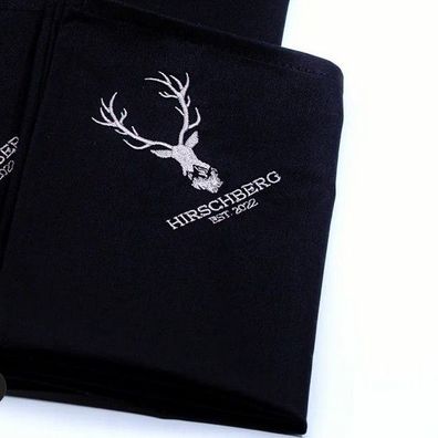 Hirschberg EST.2022, Servietten "Hirschberg" Schwarz-Silber, Edle Servietten