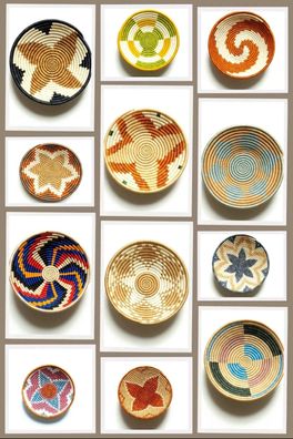 Wandkorb Handgefertigte Afrikanische Deko - Boho Rattan Schale Vintage Ø 30cm