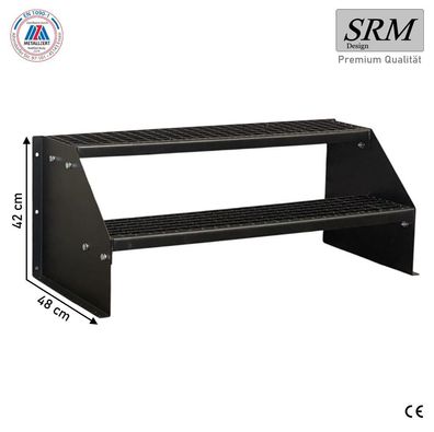 2 Stufen Treppe Breite 60-160 cm Standtreppe komplett schwarz Geschosshöhe 42 cm