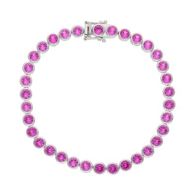 JuwelmaLux Armband 925/000 Sterling Silber pinker synth Zirkonia JL10-03-2037