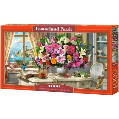 Castorland Puzzle Sommerliches Bouquet mit einer Tasse Tee 4000 Teile