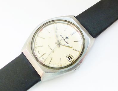 Schöne Junghans Classic Calendar 8Jewels Herren Vintage Armbanduhr in Edelstahl