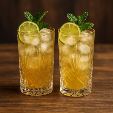 Longdrinkglas Set 2er - Hochwertige Kristall-Optik, robustes Marken-Design, 2x