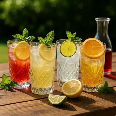 Longdrinkglas Set 4er - Premium Kristall-Optik, robuste Marken-Qualität, 4x elegante