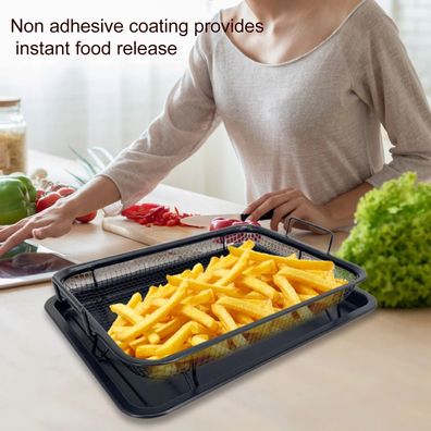 Baking Tray Oil Frying Baking Pan Non-stick Chips Basket Baking Dish Grill Mesh