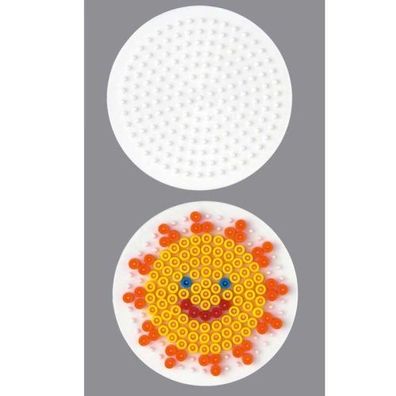 Hama® Bügelperlen Midi - Stiftplatte rund klein weiß