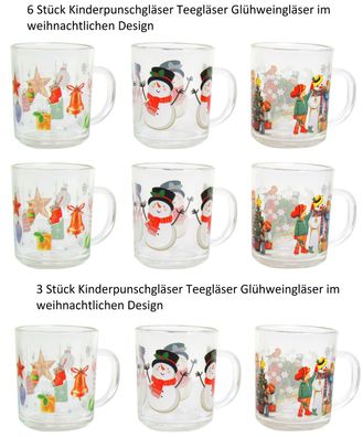 Kinderpunschgläser Teegläser Glühweingläser 200ml im weihnachtlichen Design