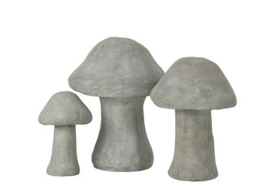 Figuren Pilz, Zement, Grau, 3 Stück im Set