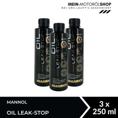 Mannol Oil Leak-Stop Motordichtmittel Ölverlust-Stop Additiv 3x250 ML