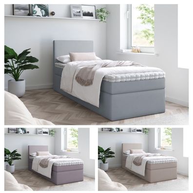 Bett Einzelbett Boxspringbett TOP MINI mit Bonell-Matratze + Bettkästen