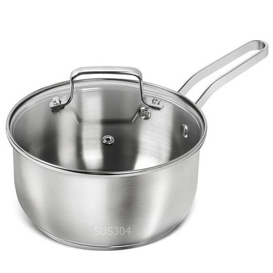 1QT 304 Stainless Steel Saucepan with Glass Strainer Lid