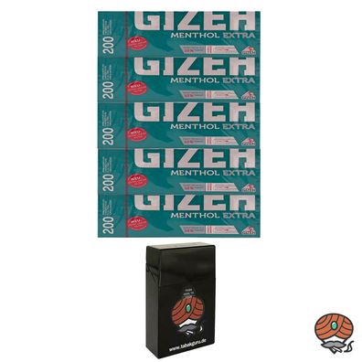 5 Packungen Gizeh MenthoI Extra + Zigarettenbox