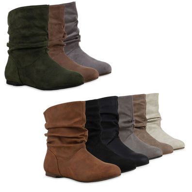 VAN HILL Damen Schlupfstiefel Leder-Optik Stiefeletten Bequeme Schuhe 812201