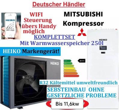 A+ + + HEIKO Thermal PLUS Wärmepumpe 12 KW Monoblock CH + BW-MODULTANK 250LWLAN