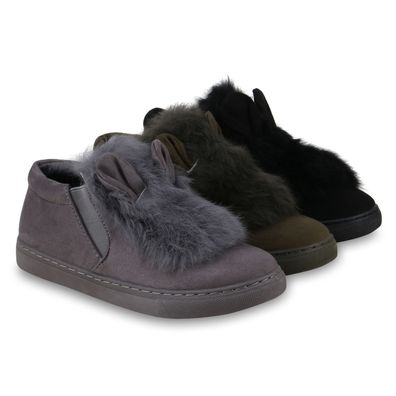 VAN HILL Damen Slip On Sneaker Fell Slippers Wildleder-Optik Turnschuhe 825606