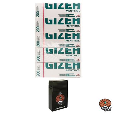 5 Packungen Gizeh Menthol Filterhülsen + Zigarettenbox