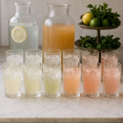 Longdrinkglas Set 12er - Kristall Design Trinkgläser - Hochwertige Longdrink Gläser