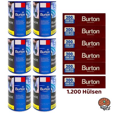 Burton Blue/Blau Feinschnitt Tabak Dose 6x 120g, 1200 Hülsen