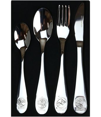 Besteckset Jurassic World Edelstahl 4-tlg Kinderbesteck mit Dinosaurier-Prägung